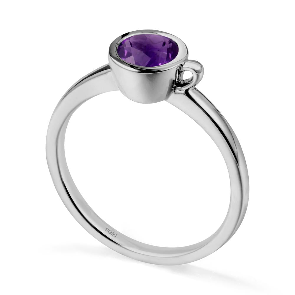 Creative Coffee Cup Inspired Amethyst Ring - LUO Jewelry #metal_platinum