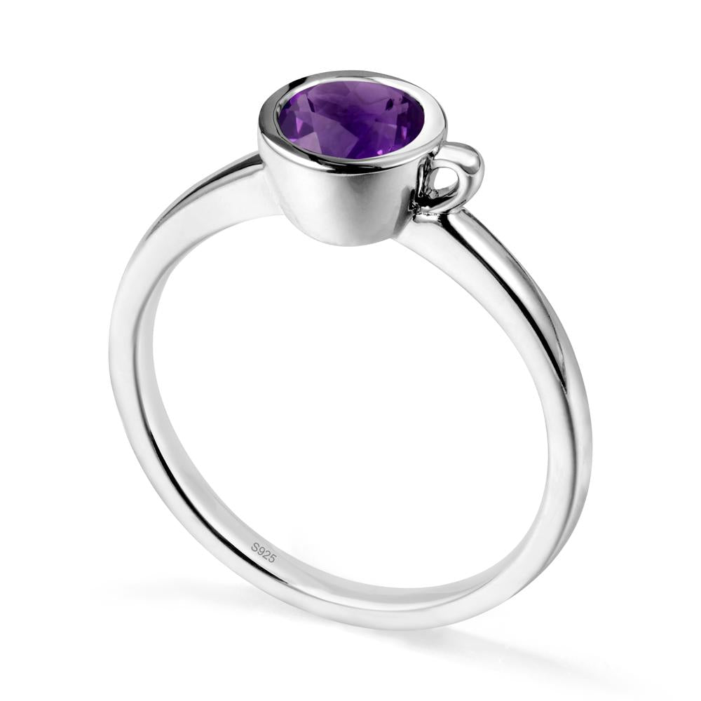 Creative Coffee Cup Inspired Amethyst Ring - LUO Jewelry #metal_sterling silver