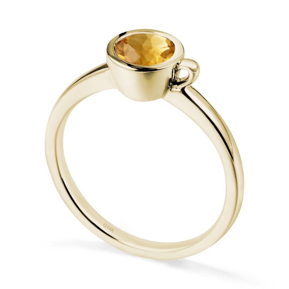 Creative Coffee Cup Inspired Citrine Ring - LUO Jewelry #metal_14k yellow gold