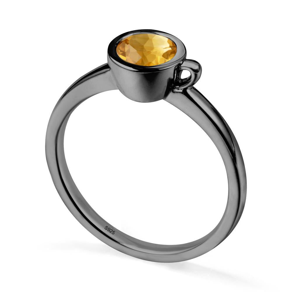 Creative Coffee Cup Inspired Citrine Ring - LUO Jewelry #metal_black finish sterling silver