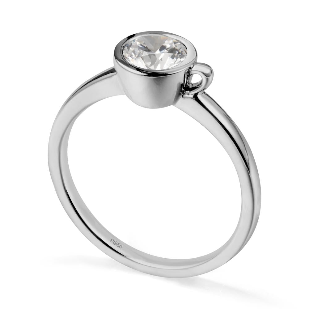 Unique Bezel Solitaire Cubic Zirconia Ring - LUO Jewelry #metal_platinum