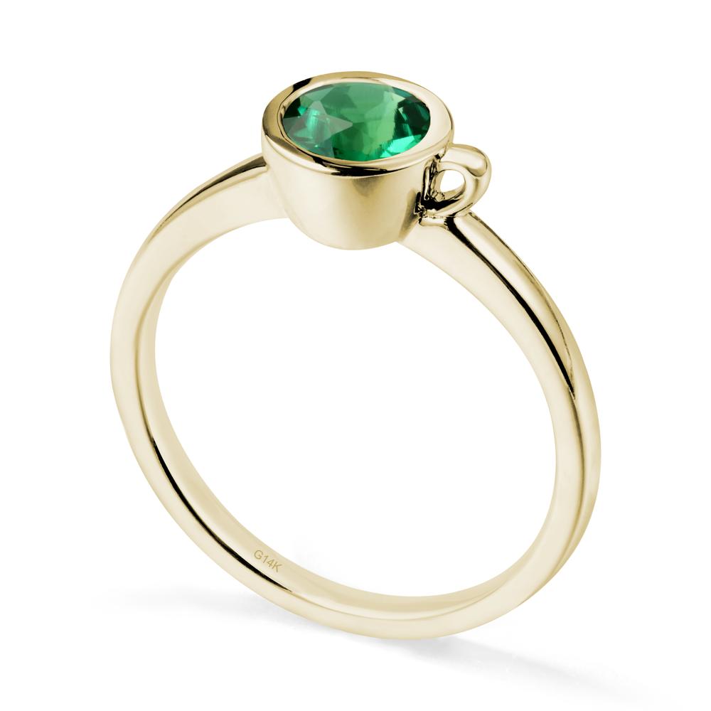 Creative Coffee Cup Inspired Emerald Ring - LUO Jewelry #metal_14k yellow gold