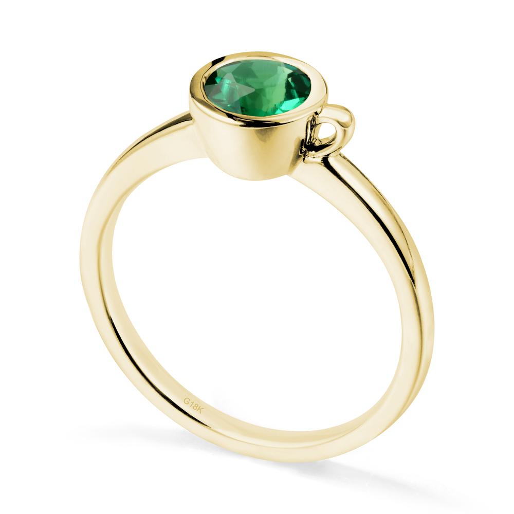 Creative Coffee Cup Inspired Emerald Ring - LUO Jewelry #metal_18k yellow gold