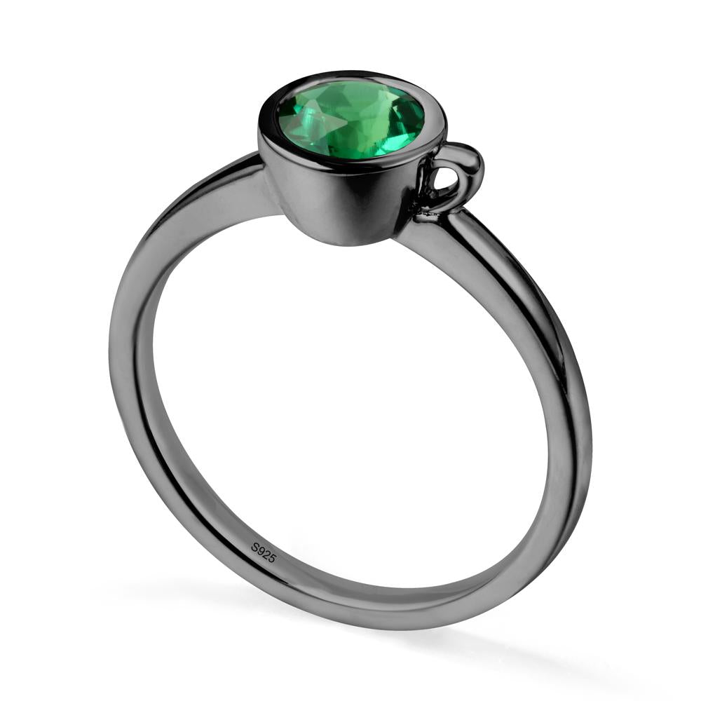 Creative Coffee Cup Inspired Emerald Ring - LUO Jewelry #metal_black finish sterling silver