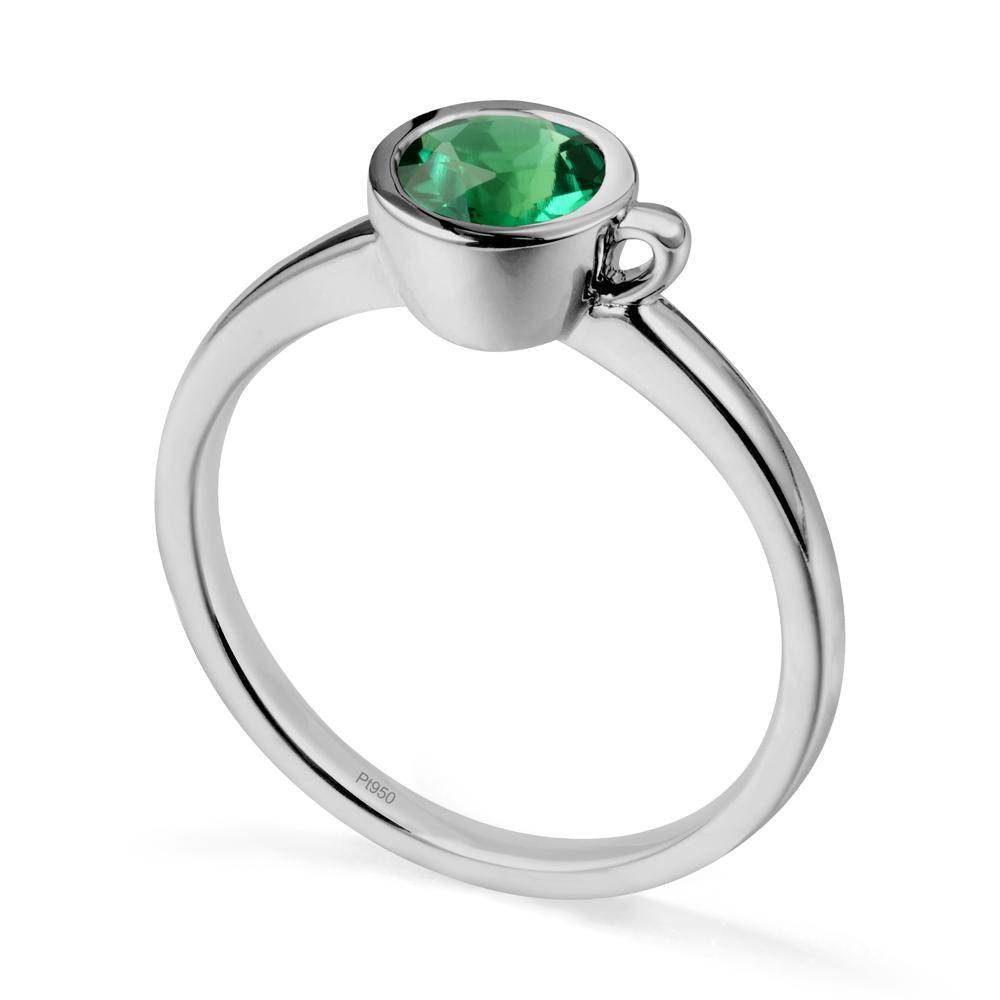 Creative Coffee Cup Inspired Emerald Ring - LUO Jewelry #metal_platinum