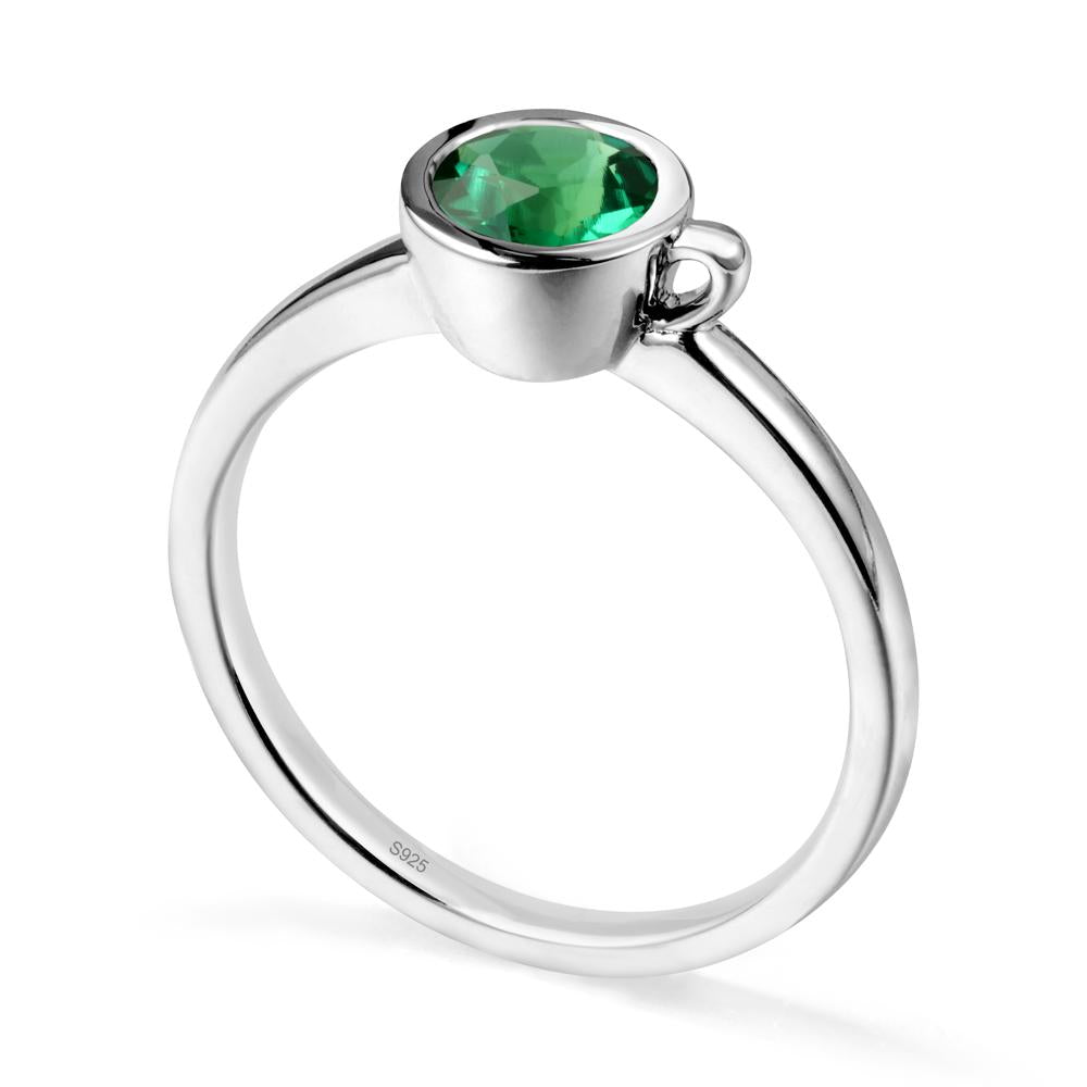 Creative Coffee Cup Inspired Emerald Ring - LUO Jewelry #metal_sterling silver