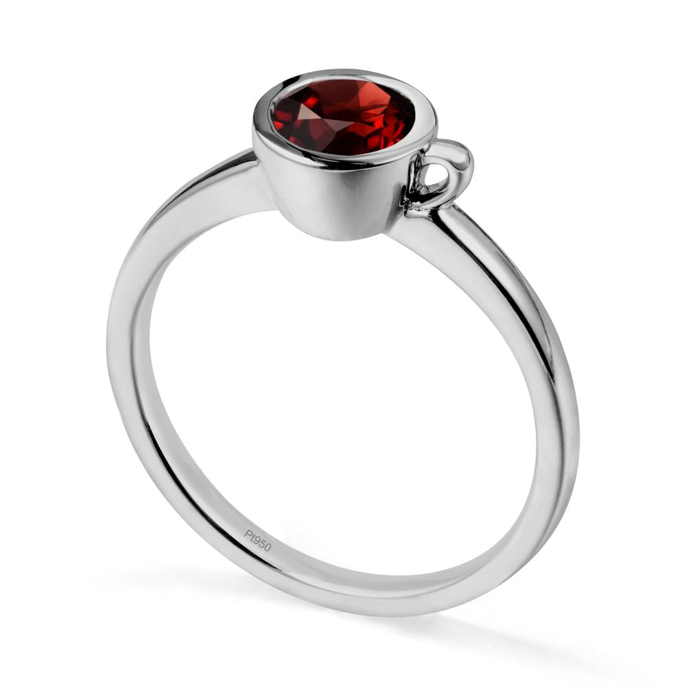 Unique Bezel Solitaire Garnet Ring - LUO Jewelry #metal_platinum