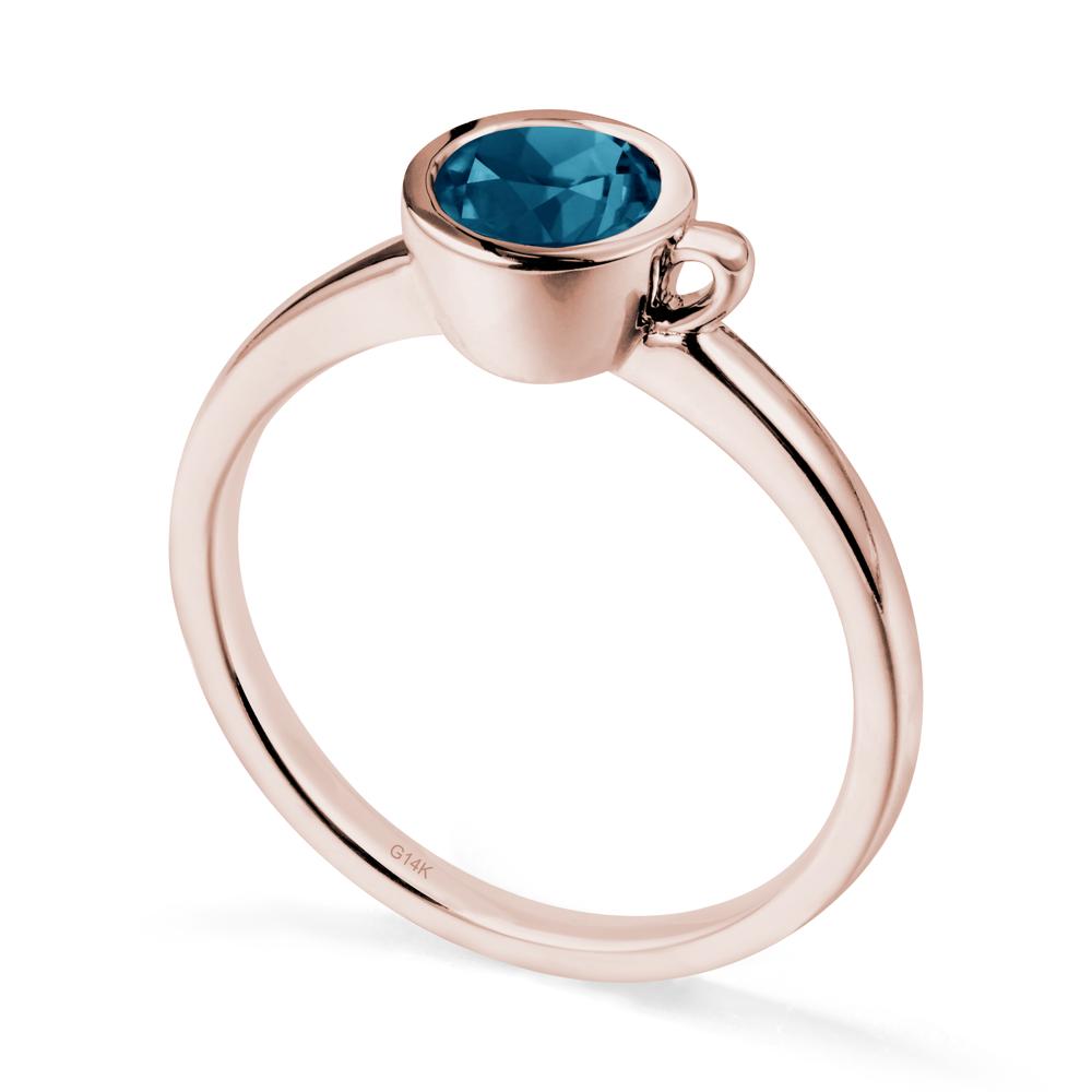 Creative Coffee Cup Inspired London Blue Topaz Ring - LUO Jewelry #metal_14k rose gold