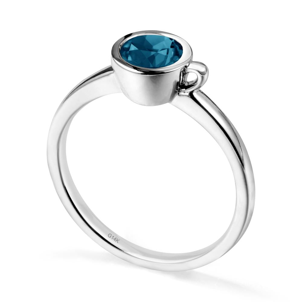 Creative Coffee Cup Inspired London Blue Topaz Ring - LUO Jewelry #metal_14k white gold