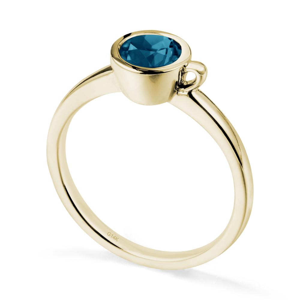Creative Coffee Cup Inspired London Blue Topaz Ring - LUO Jewelry #metal_14k yellow gold