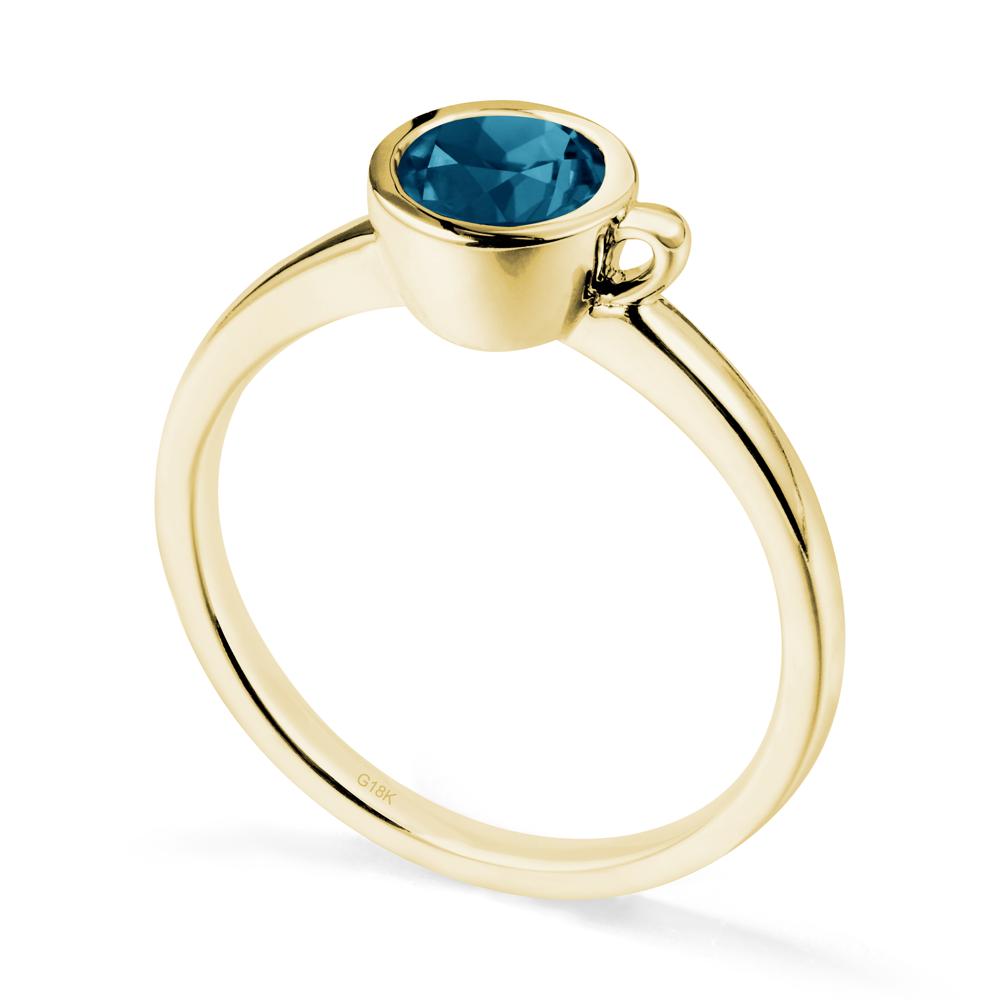 Creative Coffee Cup Inspired London Blue Topaz Ring - LUO Jewelry #metal_18k yellow gold