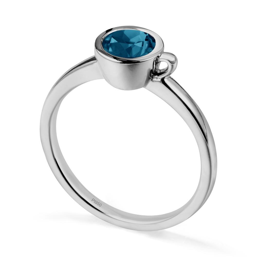 Creative Coffee Cup Inspired London Blue Topaz Ring - LUO Jewelry #metal_platinum