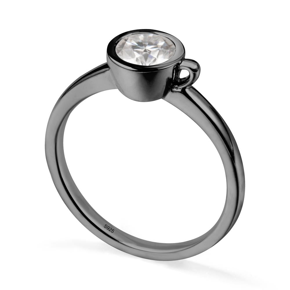 Creative Coffee Cup Inspired Moissanite Ring - LUO Jewelry #metal_black finish sterling silver