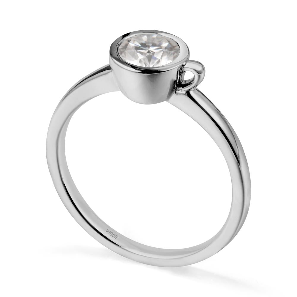 Creative Coffee Cup Inspired Moissanite Ring - LUO Jewelry #metal_platinum