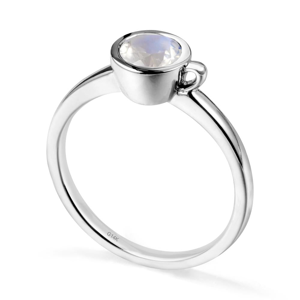 Unique Bezel Solitaire Moonstone Ring - LUO Jewelry #metal_14k white gold