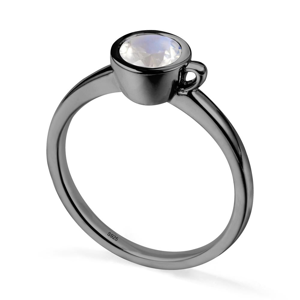 Unique Bezel Solitaire Moonstone Ring - LUO Jewelry #metal_black finish sterling silver