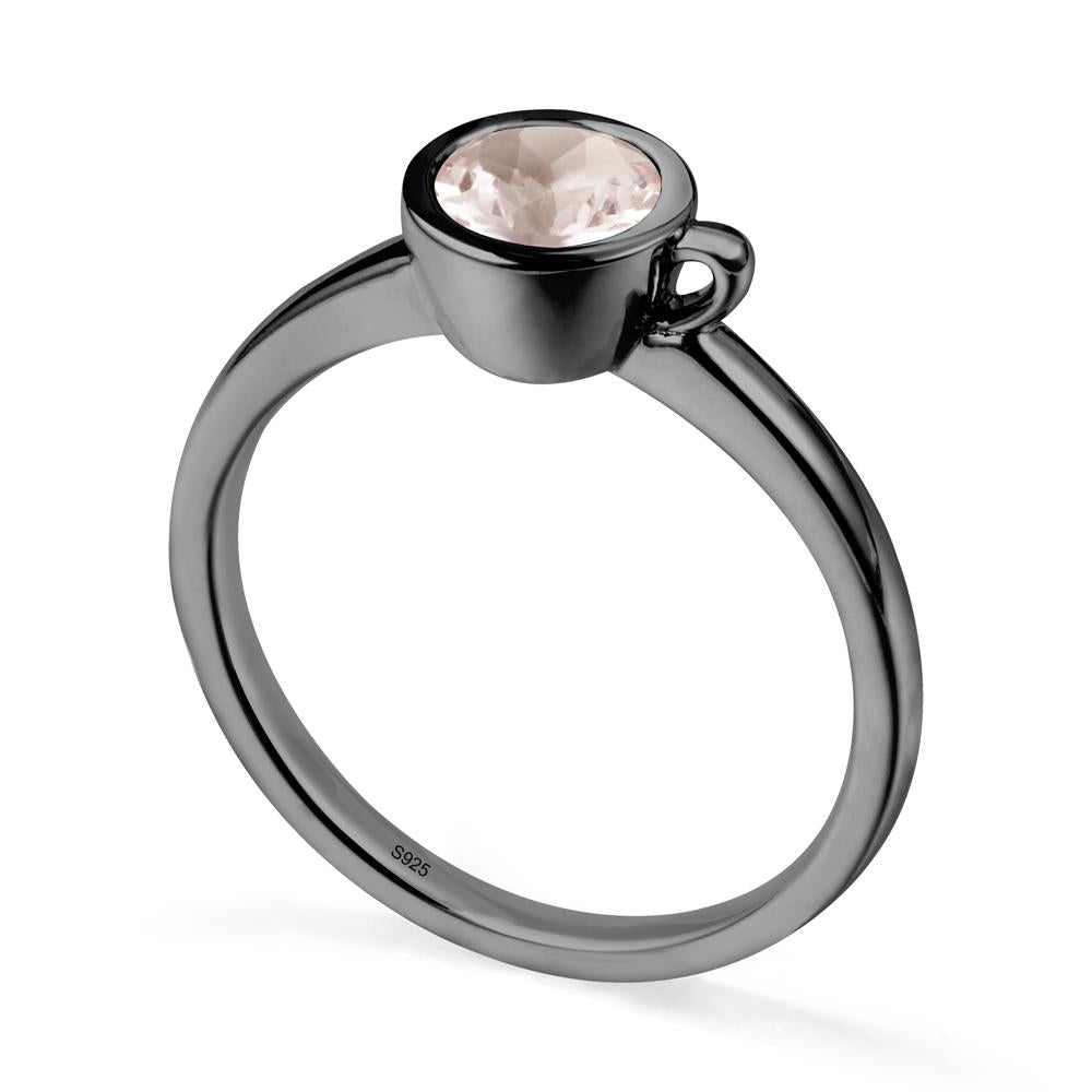 Creative Coffee Cup Inspired Morganite Ring - LUO Jewelry #metal_black finish sterling silver