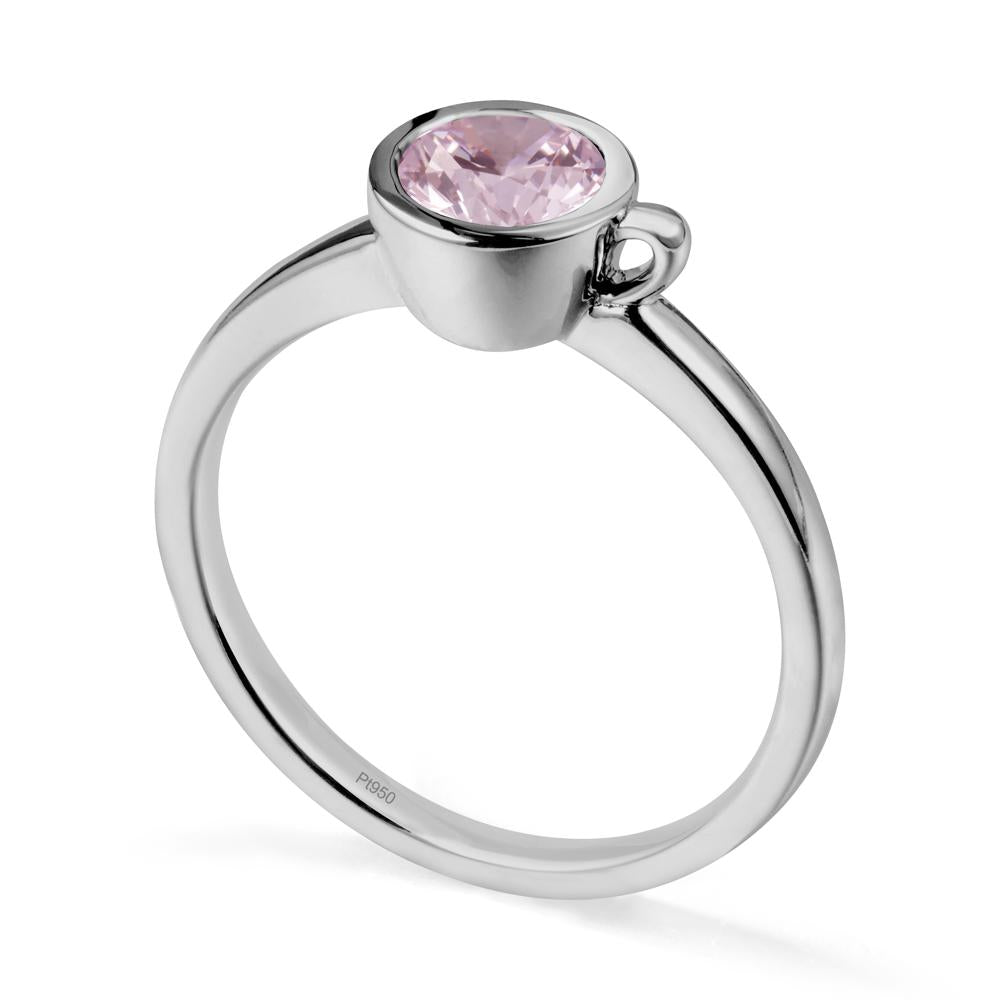 Unique Bezel Solitaire Pink Cubic Zirconia Ring - LUO Jewelry #metal_platinum