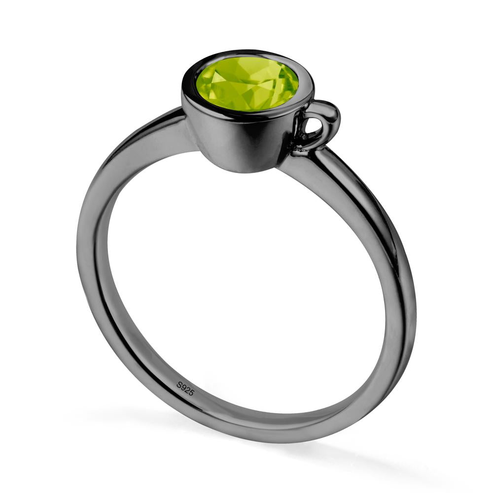 Creative Coffee Cup Inspired Peridot Ring - LUO Jewelry #metal_black finish sterling silver