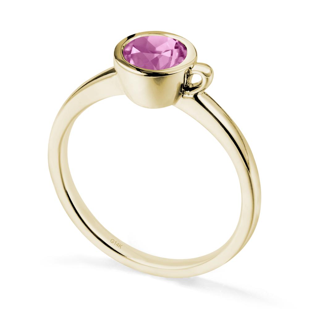 Creative Coffee Cup Inspired Pink Sapphire Ring - LUO Jewelry #metal_14k yellow gold