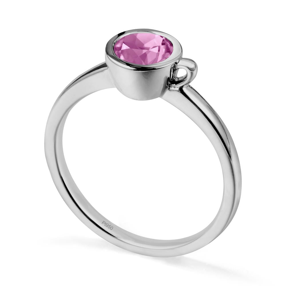 Creative Coffee Cup Inspired Pink Sapphire Ring - LUO Jewelry #metal_platinum