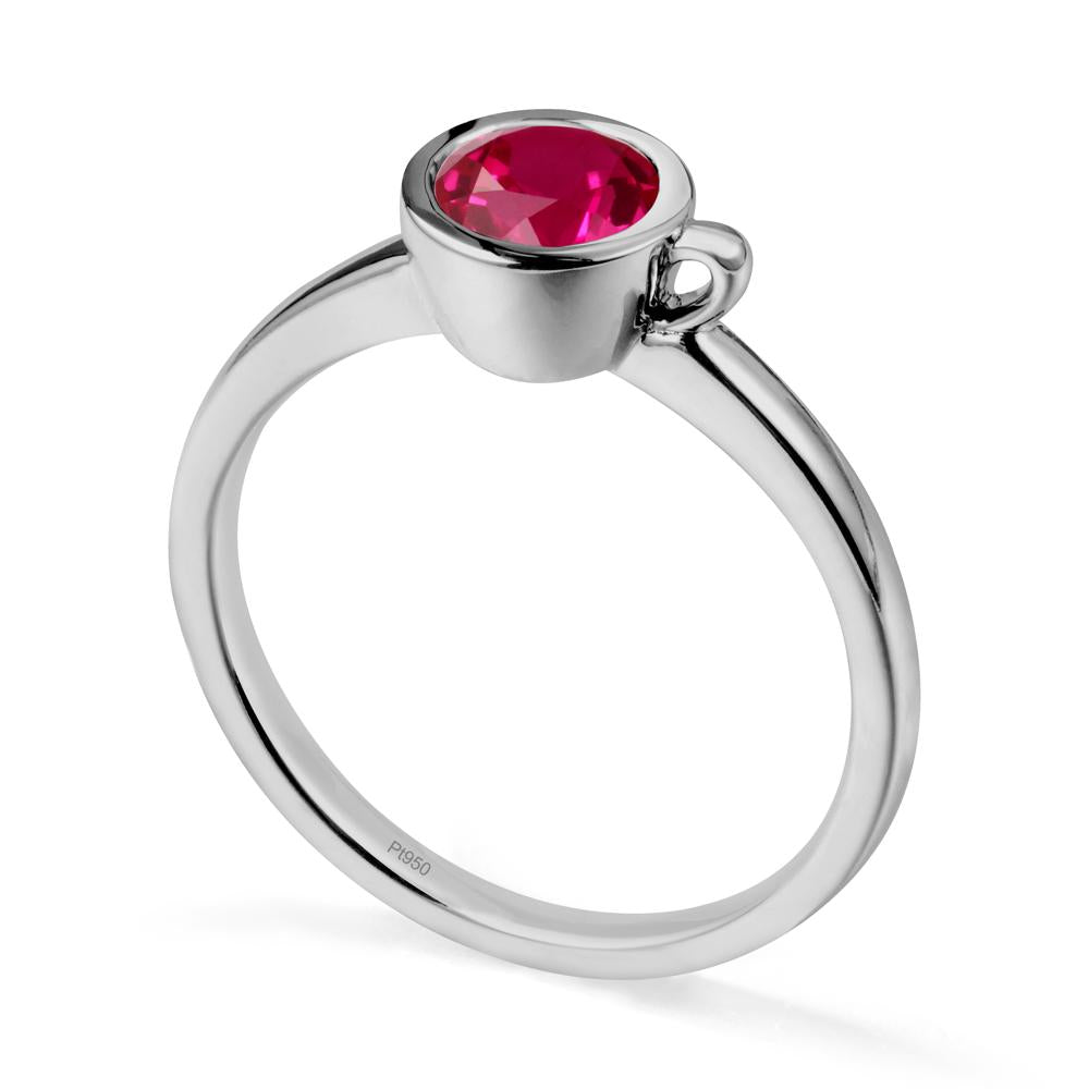 Unique Bezel Solitaire Ruby Ring - LUO Jewelry #metal_platinum