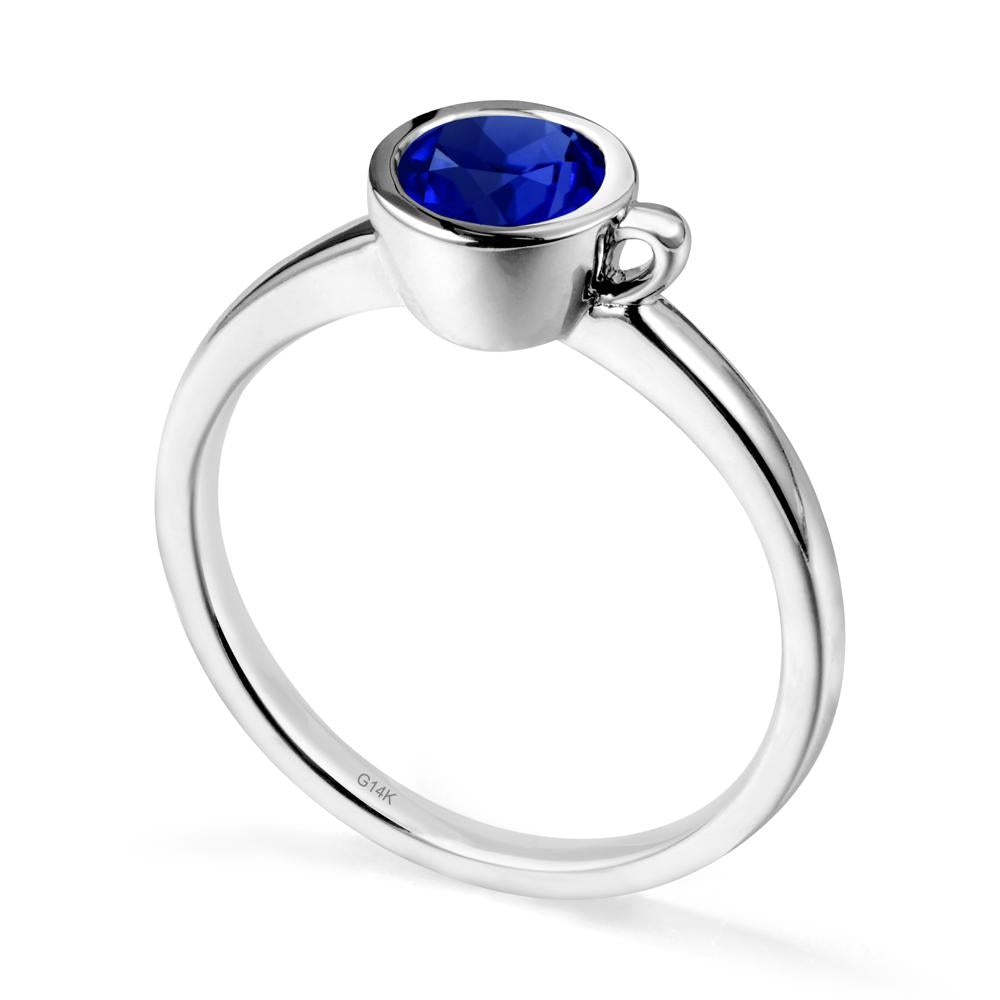 Creative Coffee Cup Inspired Sapphire Ring - LUO Jewelry #metal_14k white gold
