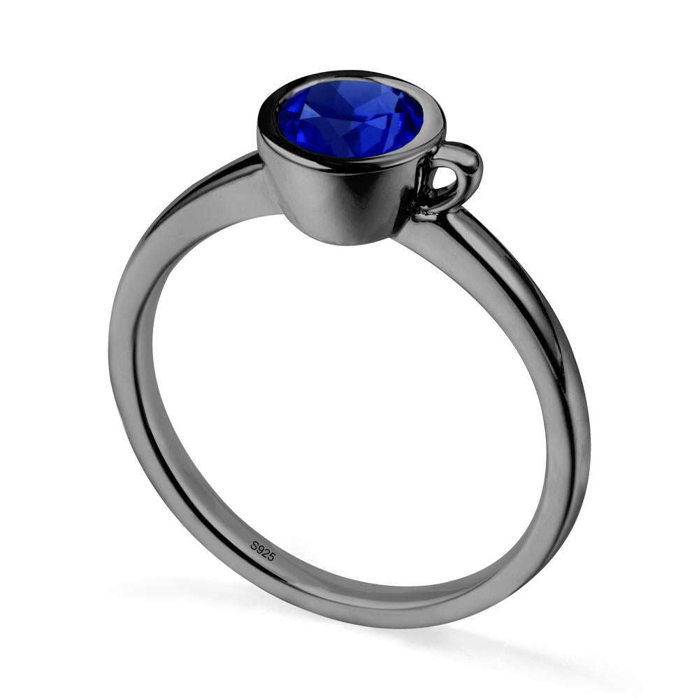 Creative Coffee Cup Inspired Sapphire Ring - LUO Jewelry #metal_black finish sterling silver