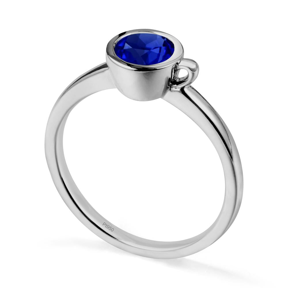Creative Coffee Cup Inspired Sapphire Ring - LUO Jewelry #metal_platinum