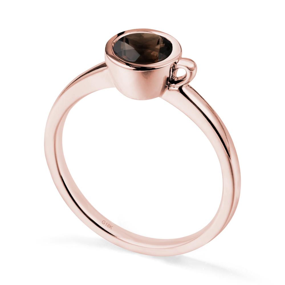 Unique Bezel Solitaire Smoky Quartz Ring - LUO Jewelry #metal_18k rose gold