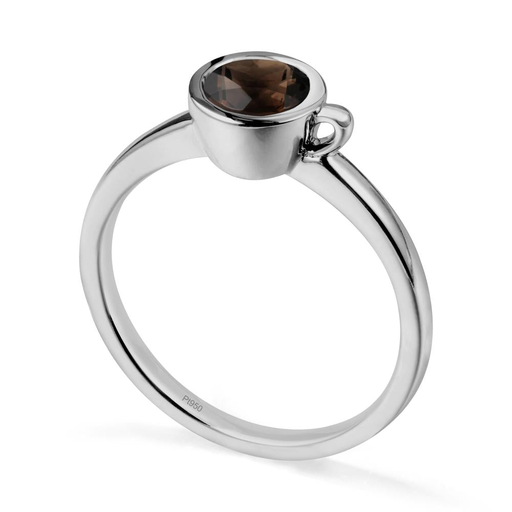 Unique Bezel Solitaire Smoky Quartz Ring - LUO Jewelry #metal_platinum