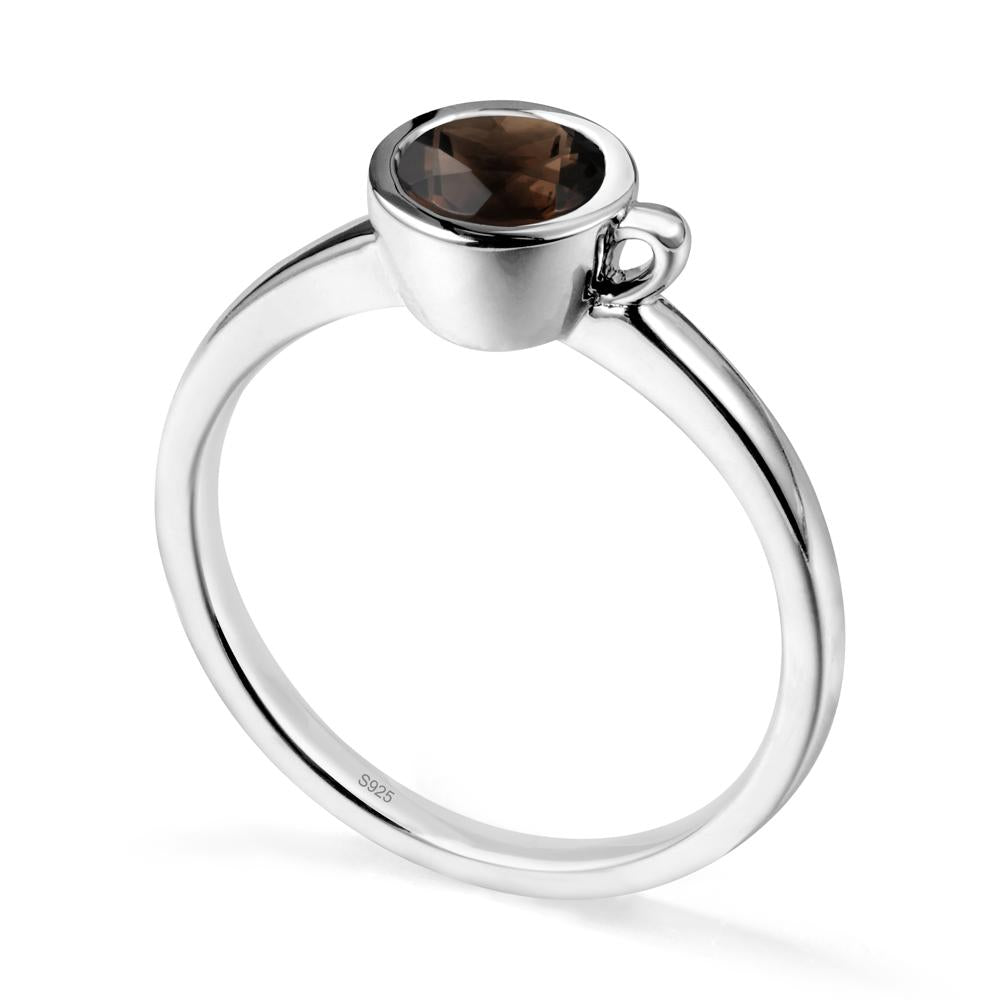 Unique Bezel Solitaire Smoky Quartz Ring - LUO Jewelry #metal_sterling silver