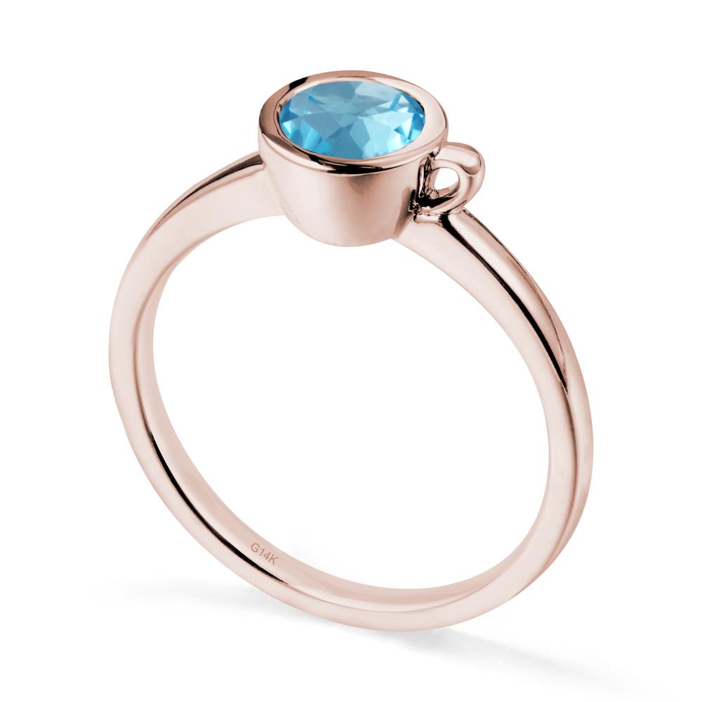 Creative Coffee Cup Inspired Swiss Blue Topaz Ring - LUO Jewelry #metal_14k rose gold