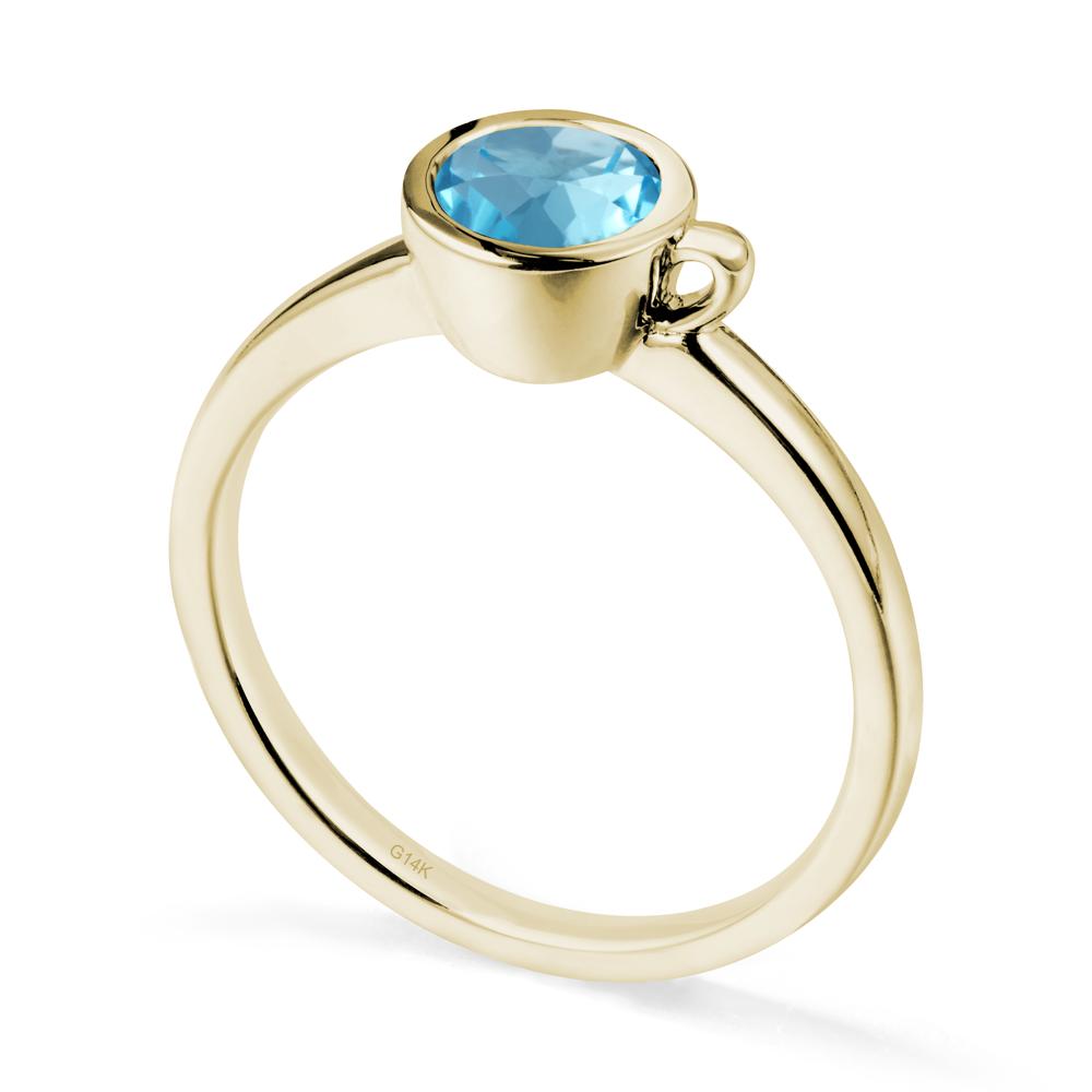 Creative Coffee Cup Inspired Swiss Blue Topaz Ring - LUO Jewelry #metal_14k yellow gold