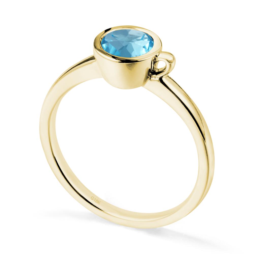 Creative Coffee Cup Inspired Swiss Blue Topaz Ring - LUO Jewelry #metal_18k yellow gold