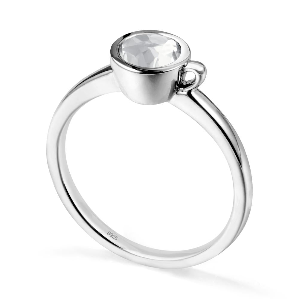 Unique Bezel Solitaire White Topaz Ring - LUO Jewelry #metal_sterling silver