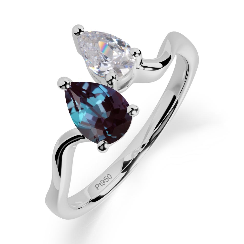 Pear Shaped Alexandrite Toi Et Moi Ring - LUO Jewelry #metal_platinum