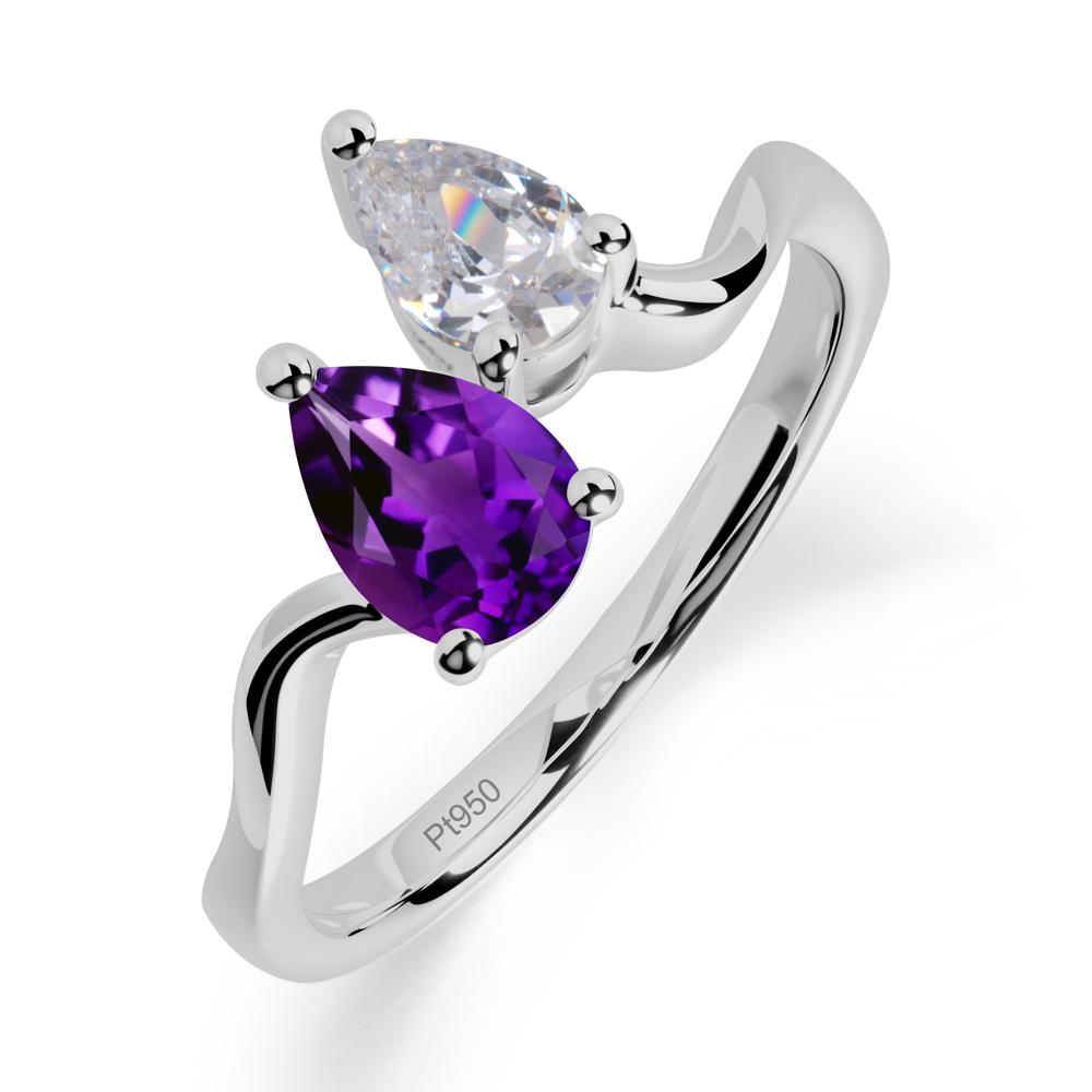 Pear Shaped Amethyst Toi Et Moi Ring - LUO Jewelry #metal_platinum