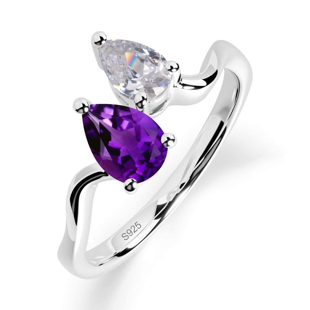 Pear Shaped Amethyst Toi Et Moi Ring - LUO Jewelry #metal_sterling silver