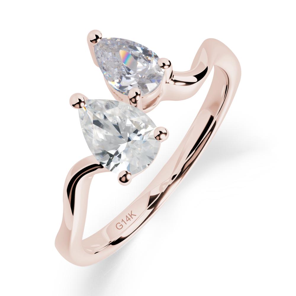 Pear Shaped Cubic Zirconia Toi Et Moi Ring - LUO Jewelry #metal_14k rose gold