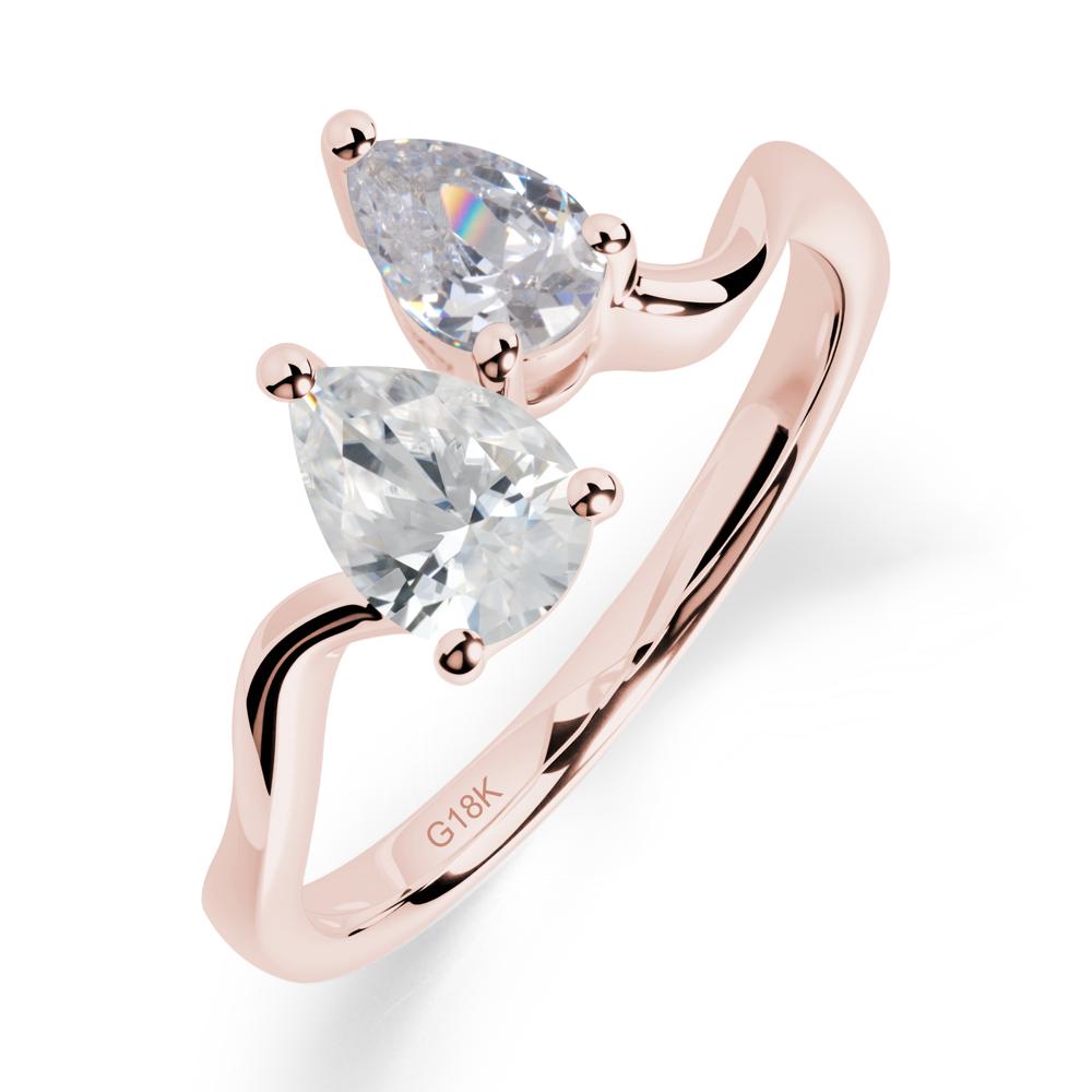 Pear Shaped Cubic Zirconia Toi Et Moi Ring - LUO Jewelry #metal_18k rose gold