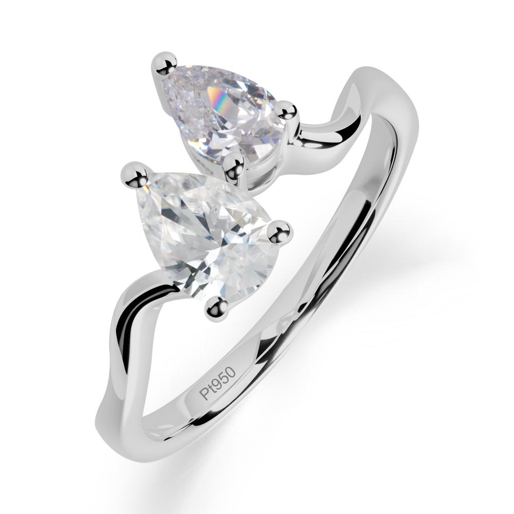 Pear Shaped Cubic Zirconia Toi Et Moi Ring - LUO Jewelry #metal_platinum