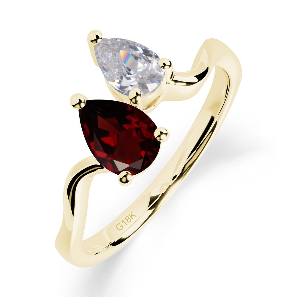 Pear Shaped Garnet Toi Et Moi Ring - LUO Jewelry #metal_18k yellow gold