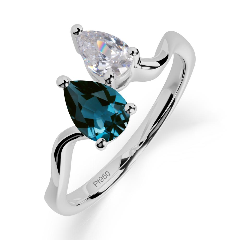 Pear Shaped London Blue Topaz Toi Et Moi Ring - LUO Jewelry #metal_platinum
