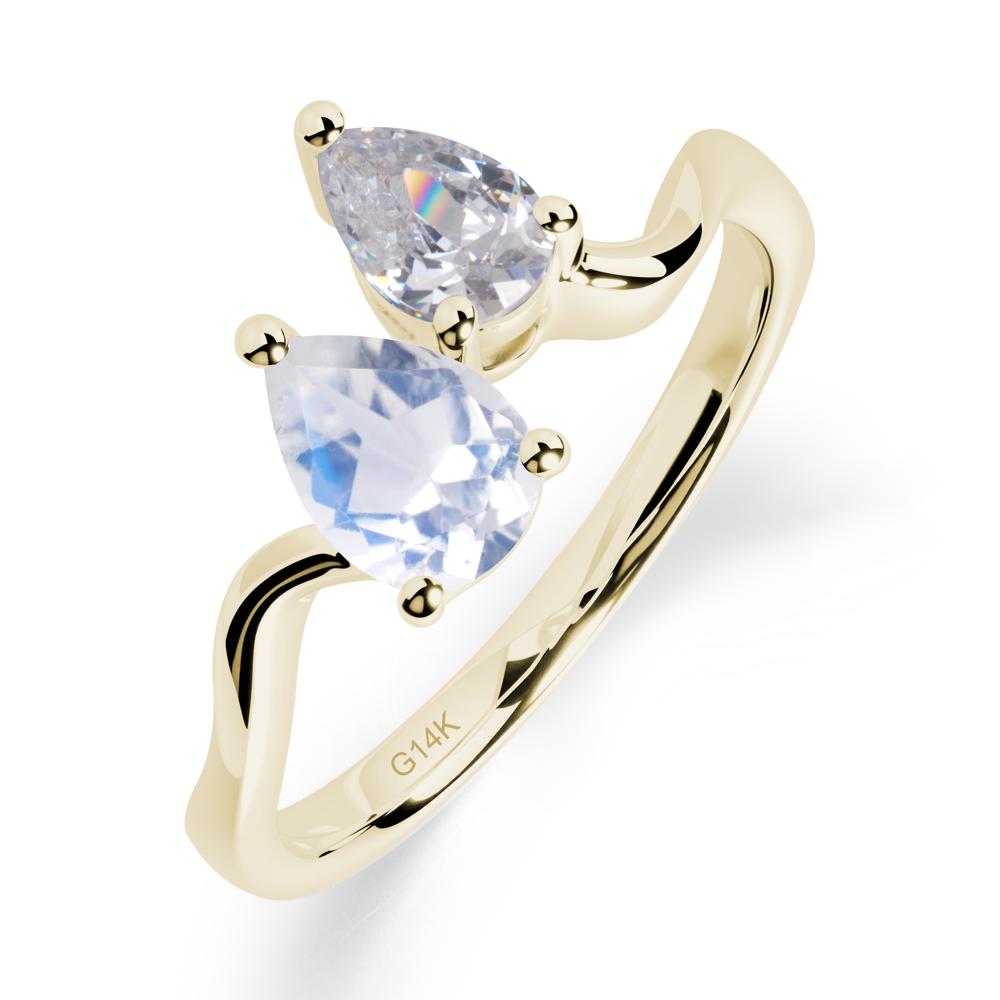 Pear Shaped Moonstone Toi Et Moi Ring - LUO Jewelry #metal_14k yellow gold