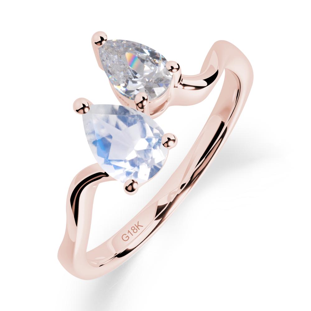 Pear Shaped Moonstone Toi Et Moi Ring - LUO Jewelry #metal_18k rose gold