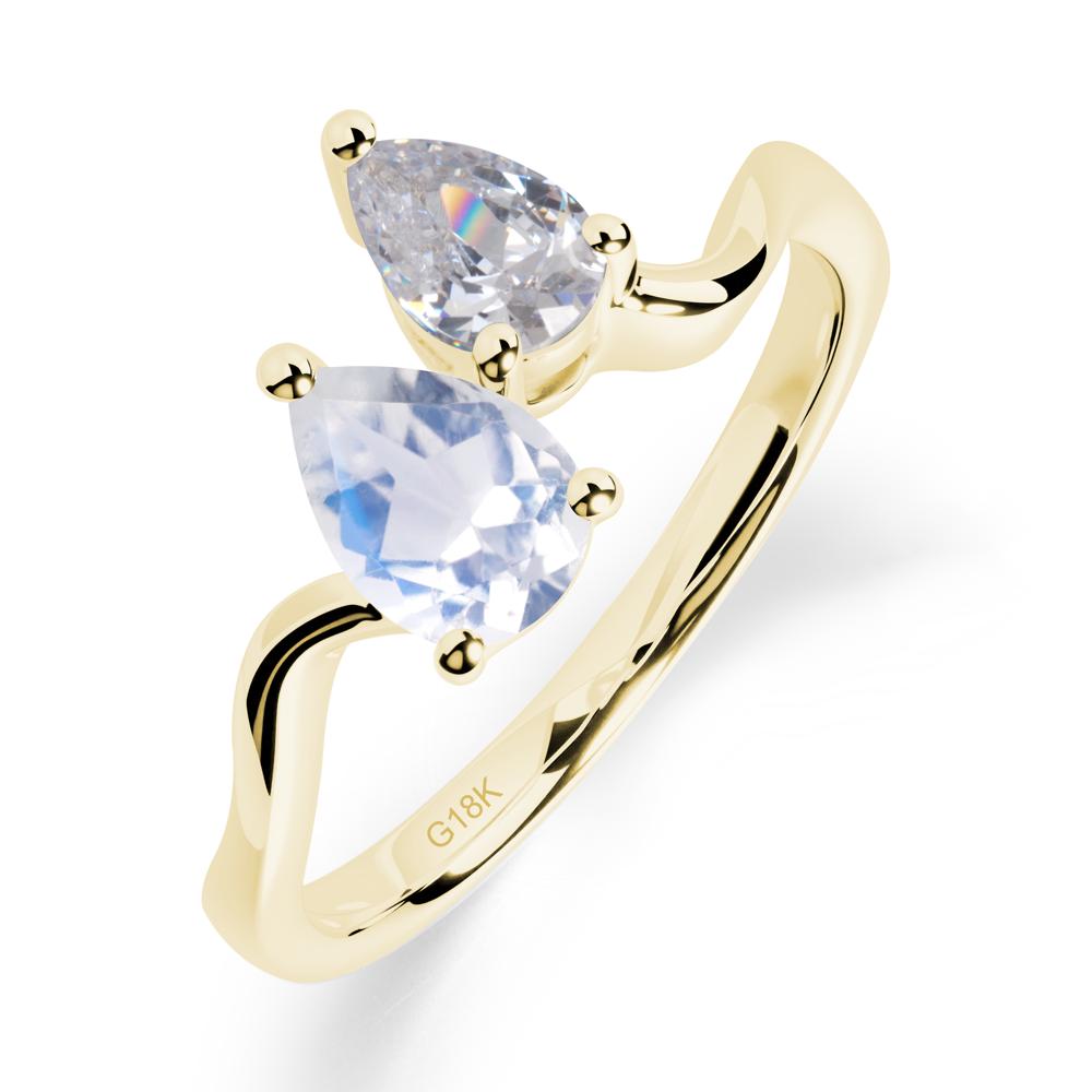 Pear Shaped Moonstone Toi Et Moi Ring - LUO Jewelry #metal_18k yellow gold