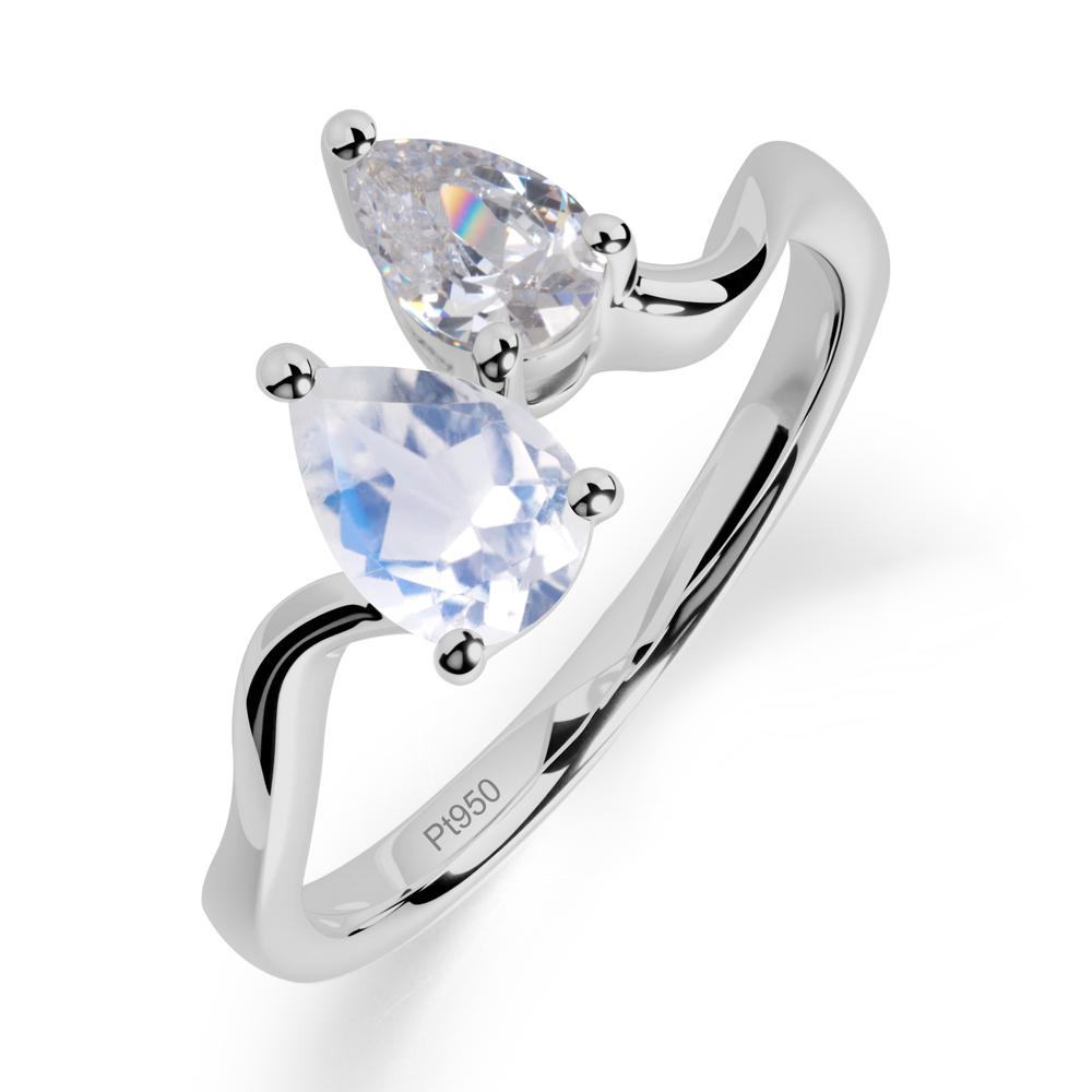 Pear Shaped Moonstone Toi Et Moi Ring - LUO Jewelry #metal_platinum