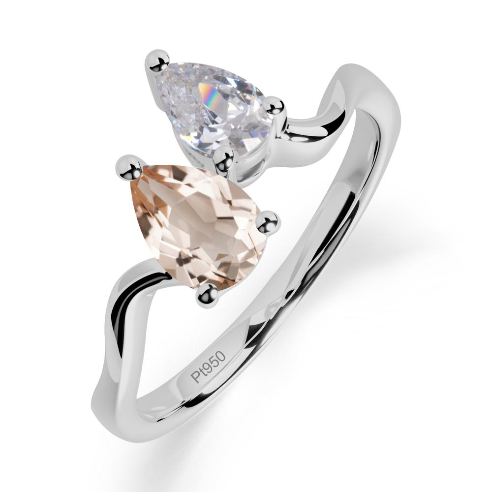 Pear Shaped Morganite Toi Et Moi Ring - LUO Jewelry #metal_platinum