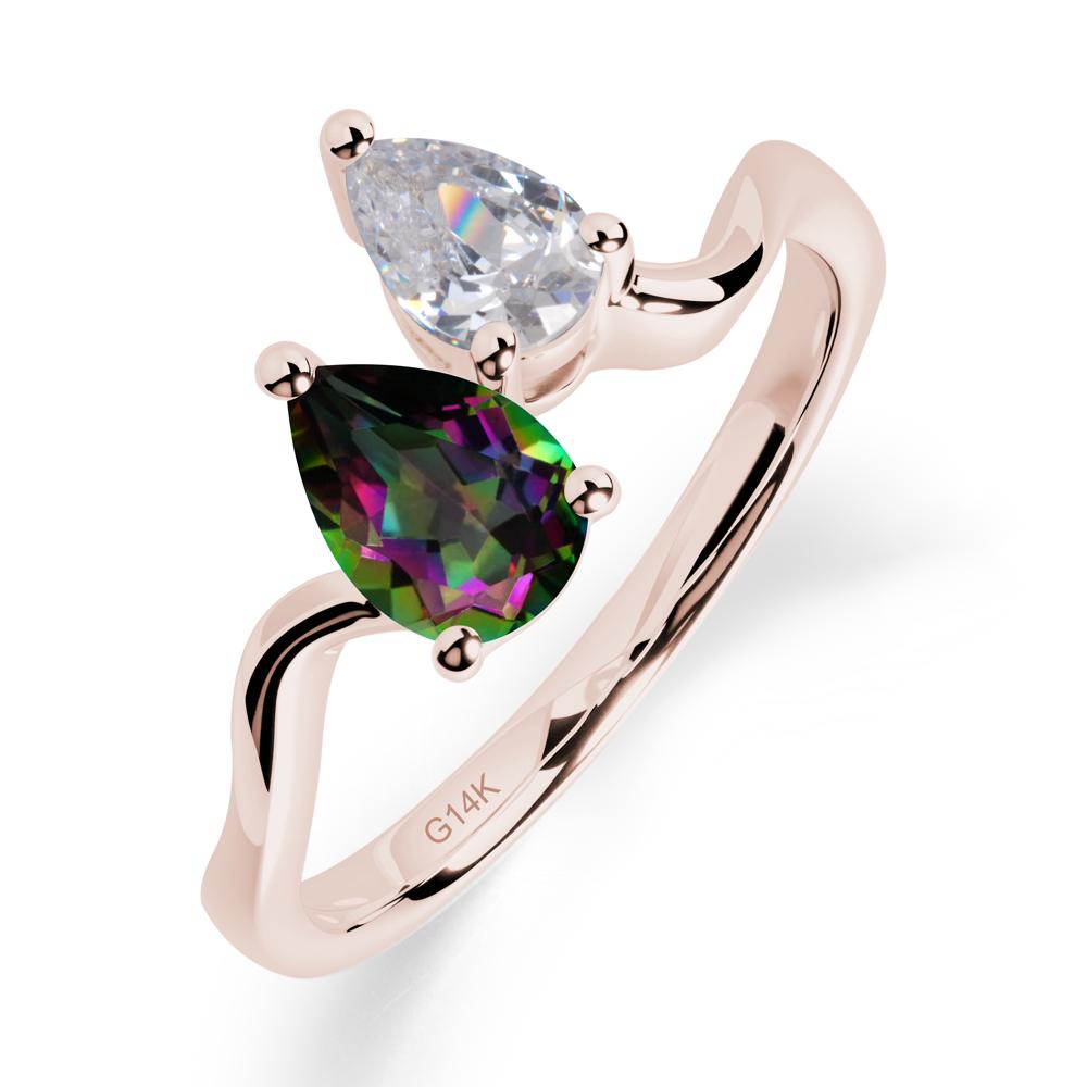 Pear Shaped Mystic Topaz Toi Et Moi Ring - LUO Jewelry #metal_14k rose gold